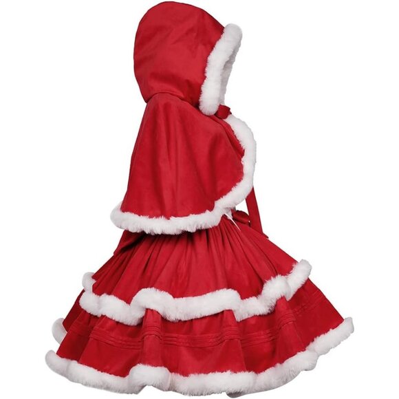 Women’s Christmas Dress with Skirt & Hooded Cloak for Holiday Outfits - Picture 4 of 8